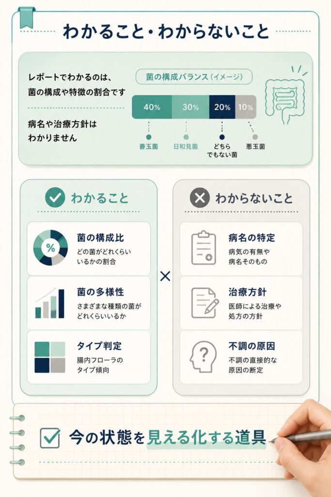 検査でわかること・わからないことの対比図