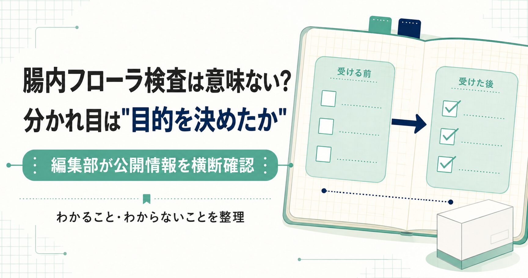 腸内フローラ検査が意味ないかを目的の有無で整理した図