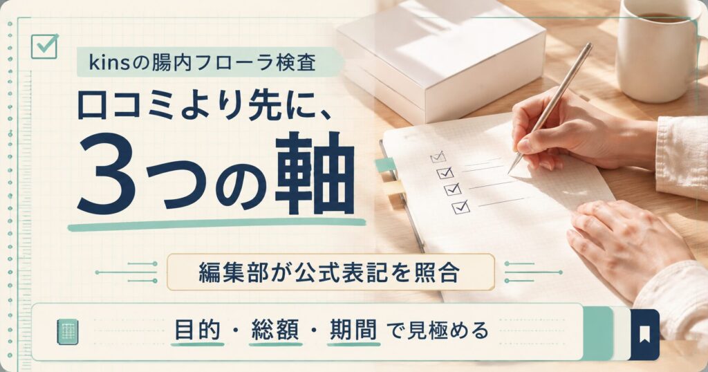 kinsの腸内フローラ検査を目的・総額・期間の3軸で整理した図