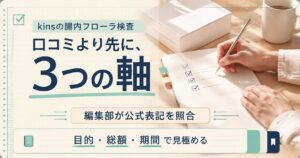 kinsの腸内フローラ検査を目的・総額・期間の3軸で整理した図